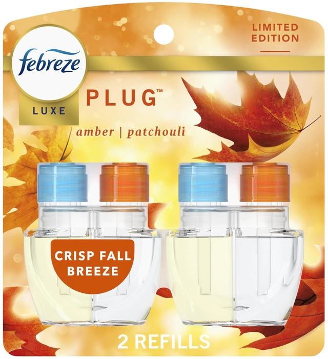 Main image of Plug In Air Freshener, Odor-Fighting Scented Oil Refill, Air Fresheners for Home and Bathroom and Kitchen, Long Lasting for Strong Odors, Crisp Fall Breeze Scent, 0.87oz Refills, 2 Count