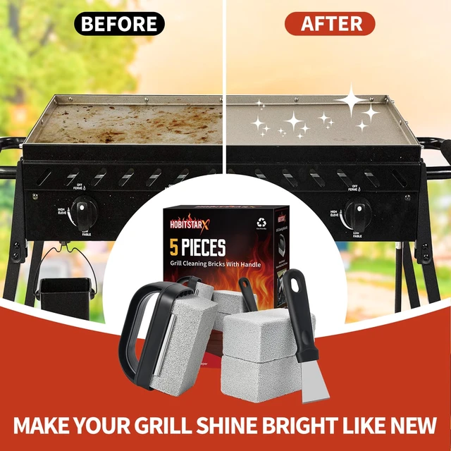Alt view image 5 of 7 - Griddle Cleaning Kit for Blackstone,Heavy-Duty Cleaning Stone Brick,5-Pack | Ergonomic Handle | Flat Top Griddles | Cast Iron | Ovens & BBQ Surfaces | Removes Stubborn Grease Easily