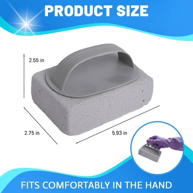 Alt view image 2 of 7 - 4Pcs Pumice Stone for Cleaning, Pumice Stones for Pool Tile Cleaning | Pumice Stone Cleaner Brush with Handle, Pumice Cleaning Stones Scouring Stick Hard Water for Bathtubs Grills Swimming Pools