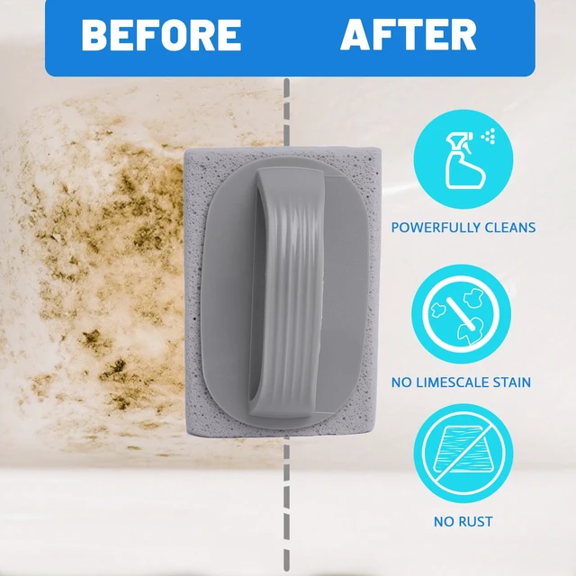 Alt view image 4 of 7 - 4Pcs Pumice Stone for Cleaning, Pumice Stones for Pool Tile Cleaning | Pumice Stone Cleaner Brush with Handle, Pumice Cleaning Stones Scouring Stick Hard Water for Bathtubs Grills Swimming Pools