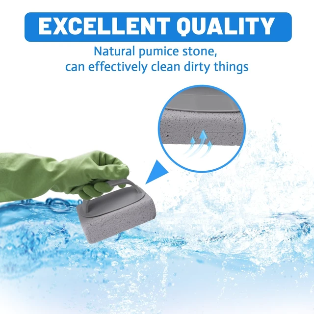Alt view image 6 of 7 - 4Pcs Pumice Stone for Cleaning, Pumice Stones for Pool Tile Cleaning | Pumice Stone Cleaner Brush with Handle, Pumice Cleaning Stones Scouring Stick Hard Water for Bathtubs Grills Swimming Pools
