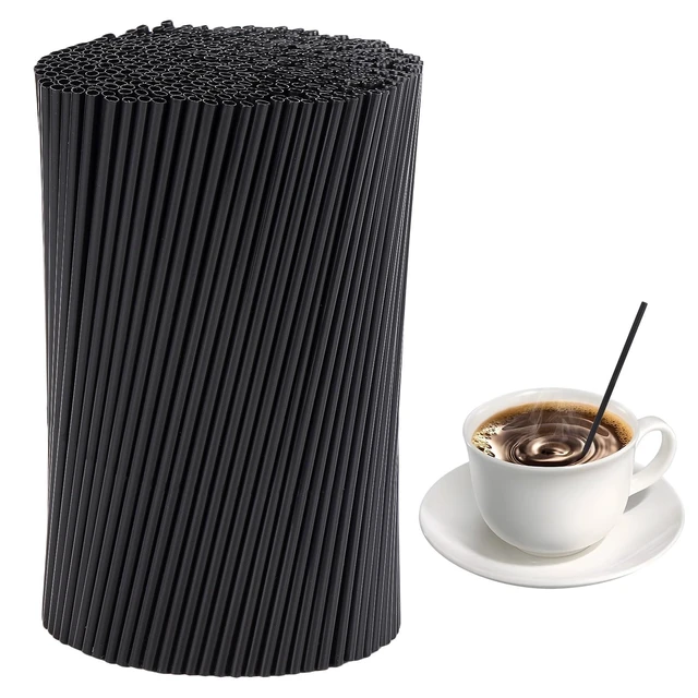 Main image of 2000 Count 5 Inch Coffee Stirrers Straws, Disposable Plastic Sip Stir Swizzle Sticks for Cocktail Drinks - Black