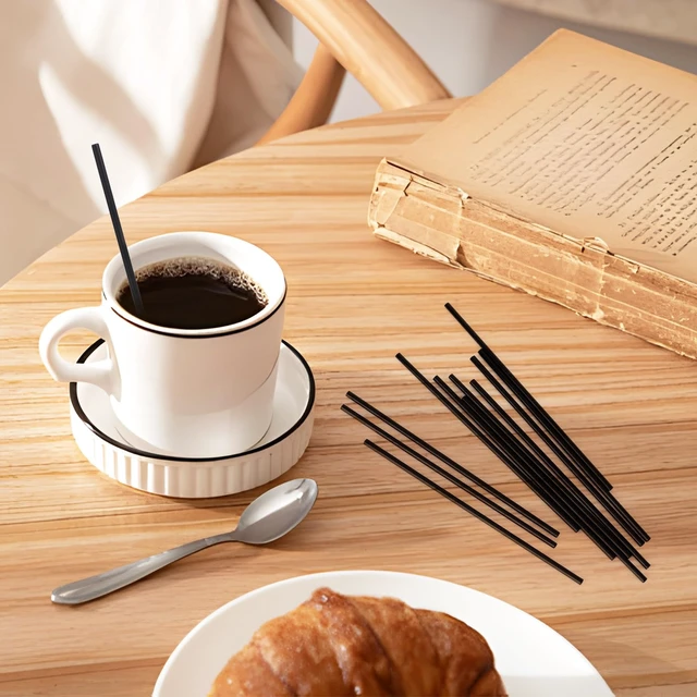 Alt view image 4 of 7 - 2000 Count 5 Inch Coffee Stirrers Straws, Disposable Plastic Sip Stir Swizzle Sticks for Cocktail Drinks - Black