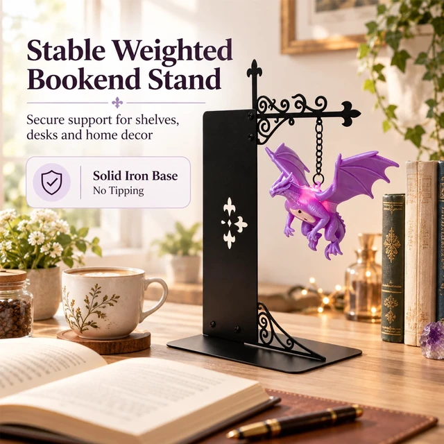 Alt view image 5 of 7 - Floating Dragon Bookshelf Lamp, Ambient Light for Reading Nook | Floating Dragon Ambient Light, Bookshelf Decor & Bookcase Ornament, Great for Book Lovers, Readers & Fantasy Fans