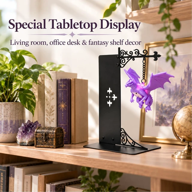 Alt view image 6 of 7 - Floating Dragon Bookshelf Lamp, Ambient Light for Reading Nook | Floating Dragon Ambient Light, Bookshelf Decor & Bookcase Ornament, Great for Book Lovers, Readers & Fantasy Fans