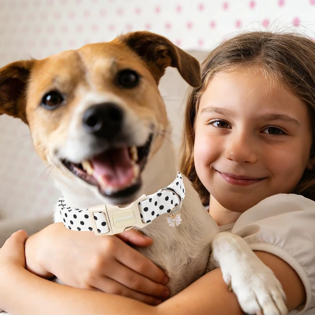 Alt view image 5 of 6 - Summer Dog Collar for Girl Dogs- White Polka Wedding Dog Collar, Adjustable Soft Beach Dots Dogs Collars for Small Dogs, S