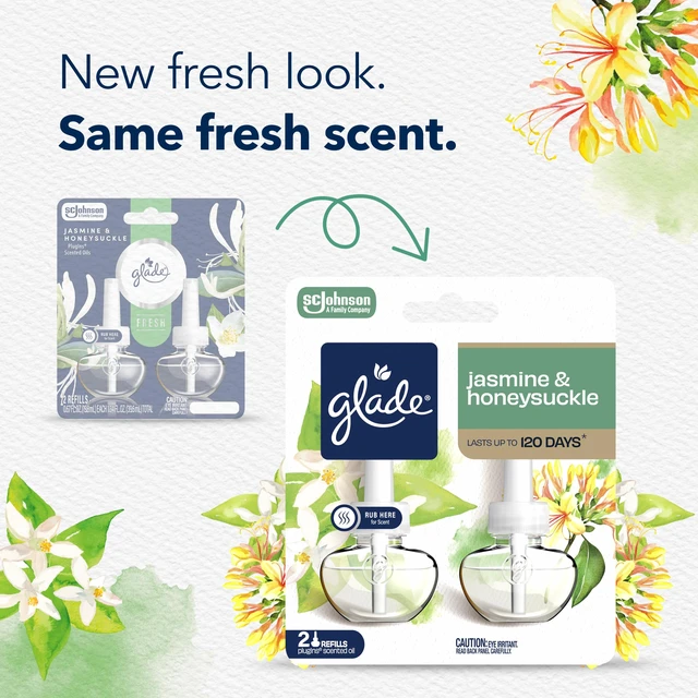 Alt view image 2 of 7 - PlugIns Air Freshener Refills, Jasmine & Honeysuckle, 5 Count | 0.67 fl oz Each, Includes 5 Refills, Scented and Essential Oils for Home and Bathroom Use, Fits Glade PlugIn Warmer