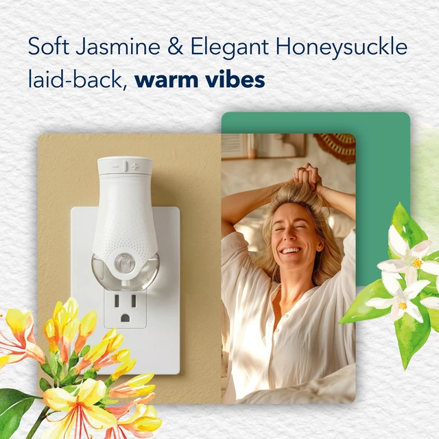 Alt view image 3 of 7 - PlugIns Air Freshener Refills, Jasmine & Honeysuckle, 5 Count | 0.67 fl oz Each, Includes 5 Refills, Scented and Essential Oils for Home and Bathroom Use, Fits Glade PlugIn Warmer