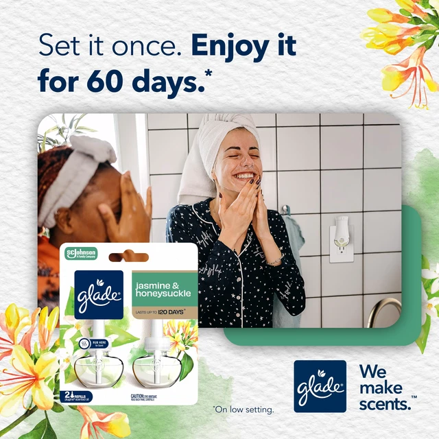 Alt view image 5 of 7 - PlugIns Air Freshener Refills, Jasmine & Honeysuckle, 5 Count | 0.67 fl oz Each, Includes 5 Refills, Scented and Essential Oils for Home and Bathroom Use, Fits Glade PlugIn Warmer