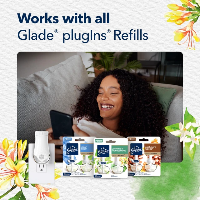 Alt view image 7 of 7 - PlugIns Air Freshener Refills, Jasmine & Honeysuckle, 5 Count | 0.67 fl oz Each, Includes 5 Refills, Scented and Essential Oils for Home and Bathroom Use, Fits Glade PlugIn Warmer
