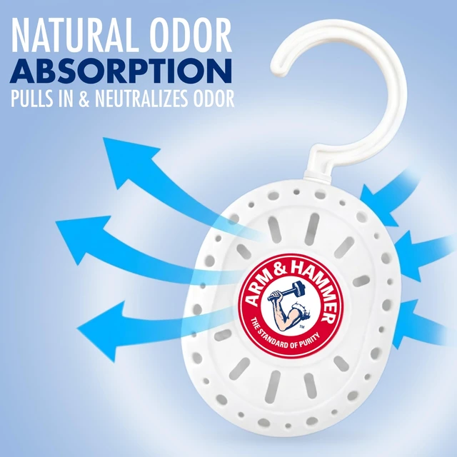 Alt view image 3 of 7 - White Linen, 4 Count Hanging Odor Absorber with Baking Soda, 360° Rotating Hook for Closets, Lockers & Storage Areas