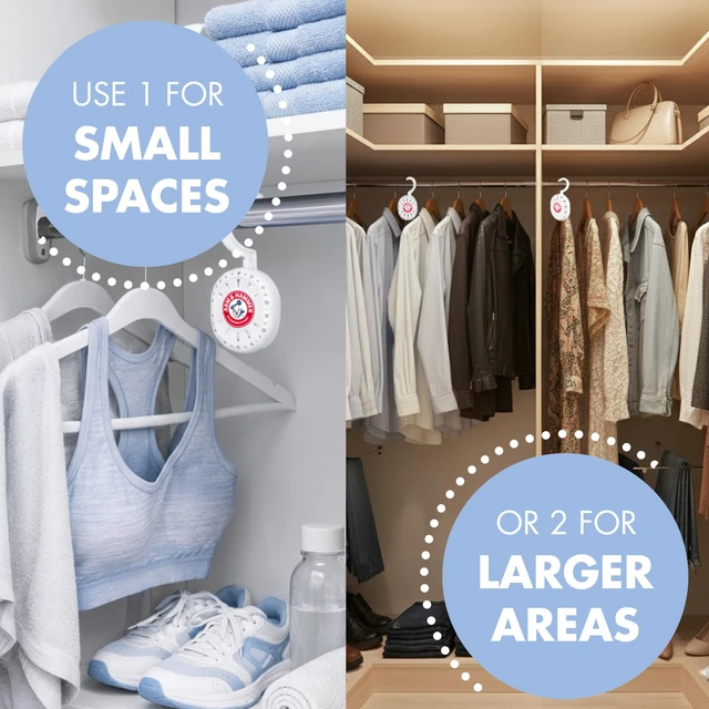 Alt view image 5 of 7 - White Linen, 4 Count Hanging Odor Absorber with Baking Soda, 360° Rotating Hook for Closets, Lockers & Storage Areas