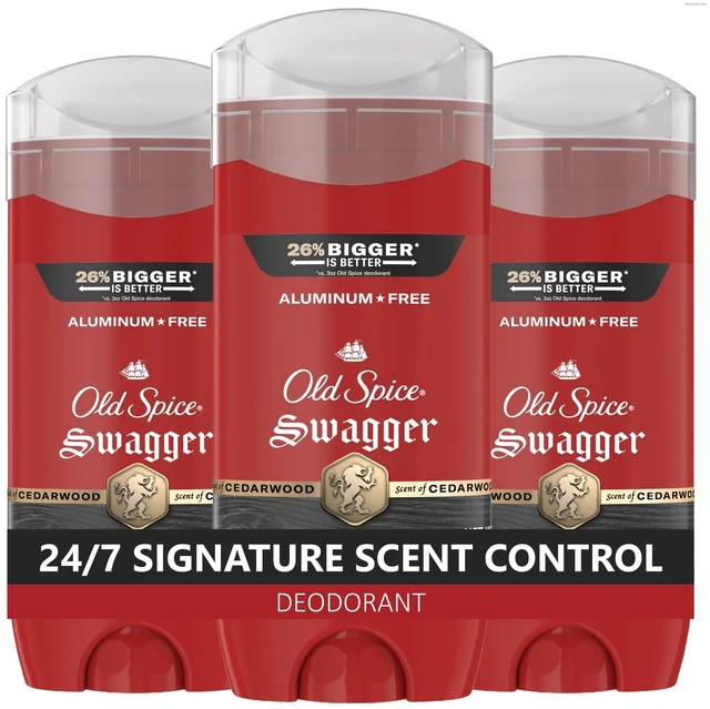 Main image of Deodorant for Men, Aluminum Free, Swagger Scent, 3.8 oz Pack of 3 | Cedarwood & Lime Notes | 24/7 Odor Protection | Helps Fights Odors | 24/7 Freshness & Long-Lasting Scent | Red Collection