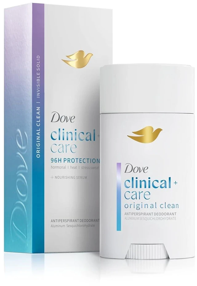 Main image of Clinical + Care Original Clean Antiperspirant Stick, 2.6 oz | 96H Clinical Sweat Protection for hormonal, heat, & stress sweat, Nourishing Serum, Crisp, clean scent