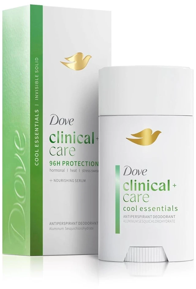 Main image of Clinical + Care Cool Essentials Antiperspirant Stick, 2.6 oz | 96H Clinical Sweat Protection for hormonal, heat, & stress sweat, Nourishing Serum, Cucumber scent