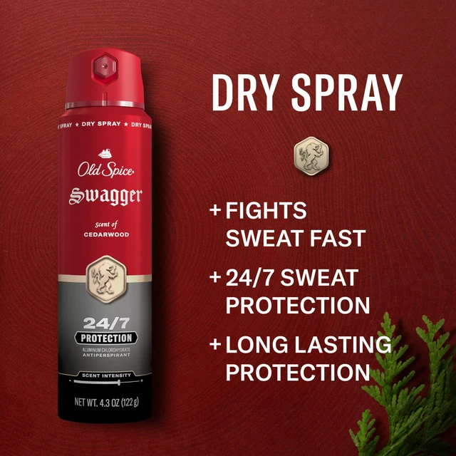 Alt view image 2 of 7 - Antiperspirant Body Spray for Men, Swagger Scent 4.3 oz Pack of 2 | Cedarwood & Lime Notes | 24/7 Sweat & Odor Protection | 24/7 Scent Control & Long-Lasting Freshness | Red Collection