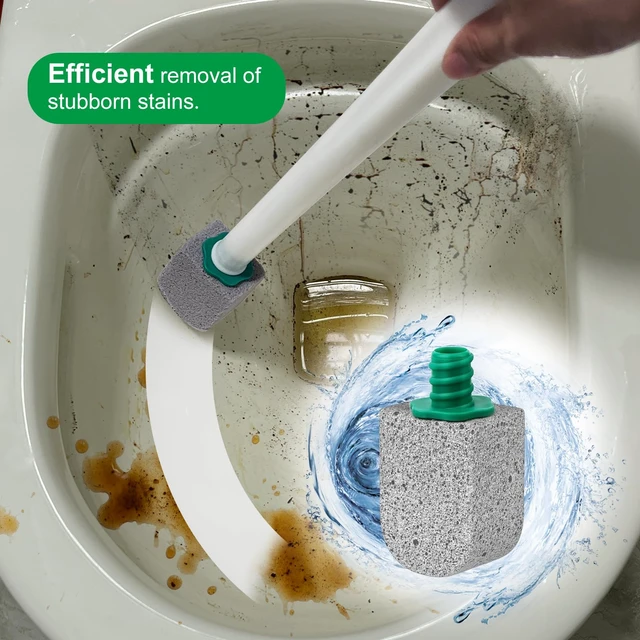 Alt view image 4 of 7 - Pumice Stone Toilet Bowl Cleaner, 10 Pack, 11.8Inch Long Handle | Bathroom Cleaner Brush, Toilet Wand Refills, Remove Hard Water Stains, 1 Wand Included
