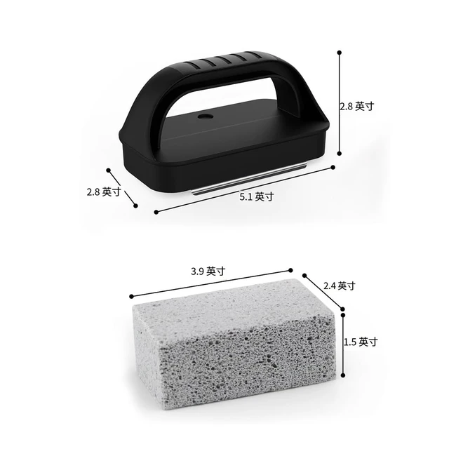Alt view image 3 of 5 - Pumice Stone with Handle for Blackstone Griddle, Grill Cleaning Brick for Burnt-On Grease, Flat Top Grill and Grates, Includes 1 Handle and 4 Stones