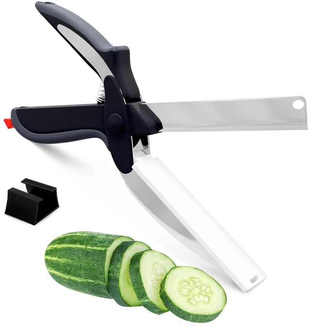 Main image of 9.6" Cutting Board Scissors for Food with Stainless Steel Blade | 2 in 1 Kitchen Scissors for Food with Detachable Cutting Board; Cuts Veggies, Fruits, and Meat; dishwasher ready; Safety Lock