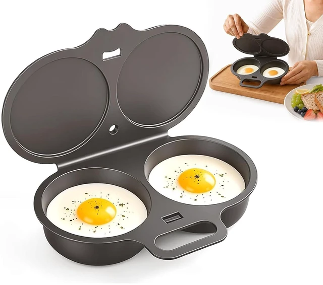 Main image of Dual Cavity Microwave Egg Poacher With Lid & Handle, Quick-Heat Microwave Egg Poacher For 2 Eggs, Quick Oil-Free Cooking, Food-Grade PP (Dark Gray)