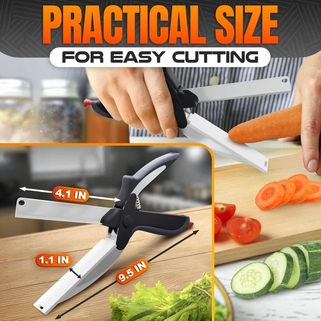 Alt view image 2 of 7 - 9.6" Cutting Board Scissors for Food with Stainless Steel Blade | 2 in 1 Kitchen Scissors for Food with Detachable Cutting Board; Cuts Veggies, Fruits, and Meat; dishwasher ready; Safety Lock