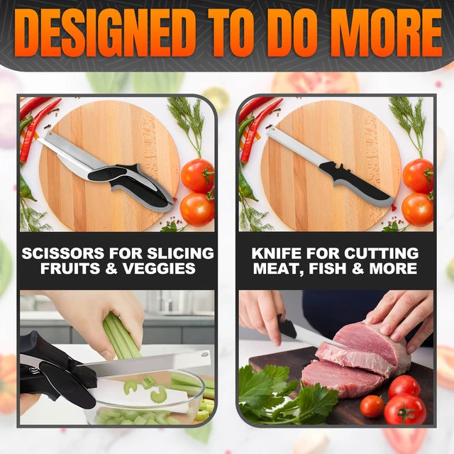 Alt view image 6 of 7 - 9.6" Cutting Board Scissors for Food with Stainless Steel Blade | 2 in 1 Kitchen Scissors for Food with Detachable Cutting Board; Cuts Veggies, Fruits, and Meat; dishwasher ready; Safety Lock