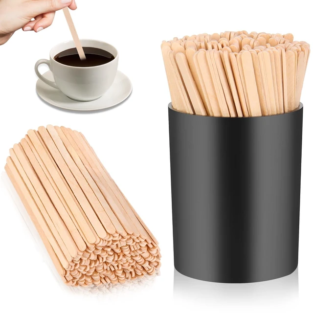 Main image of 200 PCS Coffee Stirrer and Holder Set Wooden Coffee Stir Sticks 5.5 Inch Disposable Drink Stirrers Beverage Stirrer Sticks for Coffee (Wood & Black, 5.5 Inch Coffee Stirrers)