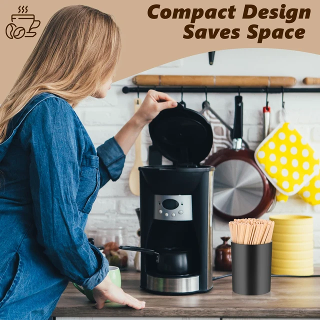 Alt view image 6 of 7 - 200 PCS Coffee Stirrer and Holder Set Wooden Coffee Stir Sticks 5.5 Inch Disposable Drink Stirrers Beverage Stirrer Sticks for Coffee (Wood & Black, 5.5 Inch Coffee Stirrers)