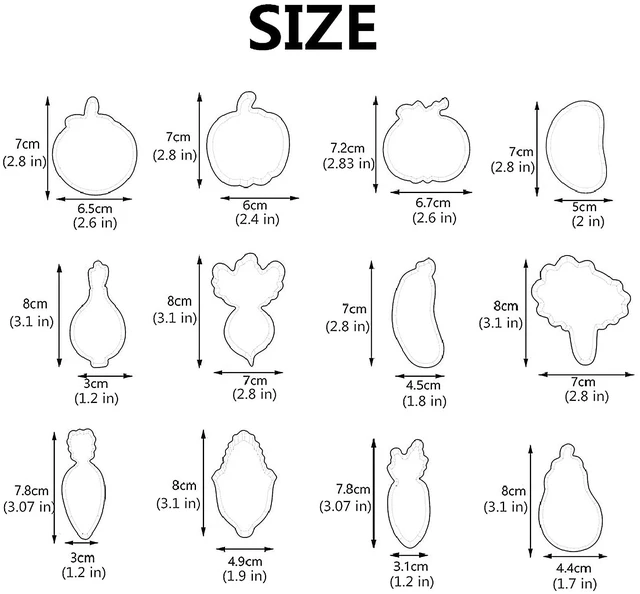 Alt view image 2 of 7 - Vegetable Shaped Cookie Cutters Set Stainless Steel 12Pcs | Veggie Fondant Molds for Sugar Biscuit, Playdough Clay DIY, Cake Decor, Holiday Party Baking & Handmade Crafts