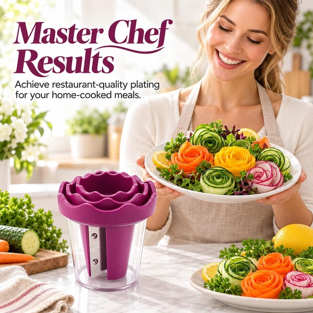 Alt view image 7 of 7 - Manual Vegetable Spiralizer And Curler For Rose Flower Carving,2PCS | Handheld Kitchen Grater Cutter Tool,Vegetable Spiralizer Curler Tool,Manual Rose Garnishing Carving Cutter