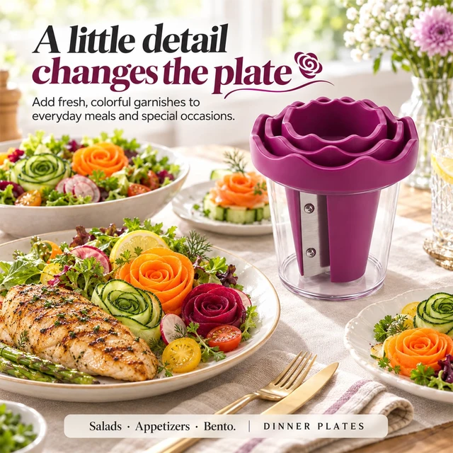 Alt view image 4 of 7 - Manual Vegetable Spiralizer And Curler For Rose Flower Carving,2PCS | Handheld Kitchen Grater Cutter Tool,Vegetable Spiralizer Curler Tool,Manual Rose Garnishing Carving Cutter