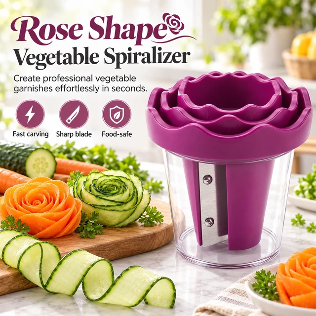 Alt view image 2 of 7 - Manual Vegetable Spiralizer And Curler For Rose Flower Carving,2PCS | Handheld Kitchen Grater Cutter Tool,Vegetable Spiralizer Curler Tool,Manual Rose Garnishing Carving Cutter