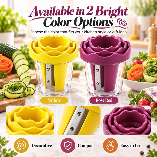 Alt view image 5 of 7 - Manual Vegetable Spiralizer And Curler For Rose Flower Carving,2PCS | Handheld Kitchen Grater Cutter Tool,Vegetable Spiralizer Curler Tool,Manual Rose Garnishing Carving Cutter