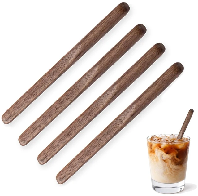 Main image of Black Walnut Wood 4Pcs Coffee Stirrers 6 Reusable & Multifunctional for Coffee, Drinks, Tea, Milk, Oatmeal, Crafts and Oil, butter spreader Great for jam, jelly, peanut butter etc.