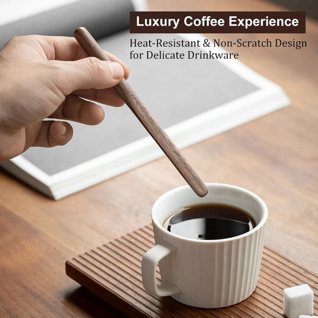 Alt view image 4 of 7 - Black Walnut Wood 4Pcs Coffee Stirrers 6 Reusable & Multifunctional for Coffee, Drinks, Tea, Milk, Oatmeal, Crafts and Oil, butter spreader Great for jam, jelly, peanut butter etc.
