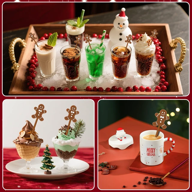 Alt view image 6 of 7 - 36 Pcs Christmas Drink Stirrers, Gingerbread Man Coffee Stirrers | Plastic Material, Christmas Holiday Party, Reusable Coffee Stirrer, Hot Cocoa Bar Supplies, Tea Decoration