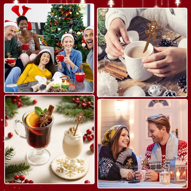 Alt view image 7 of 7 - 36 Pcs Christmas Drink Stirrers, Gingerbread Man Coffee Stirrers | Plastic Material, Christmas Holiday Party, Reusable Coffee Stirrer, Hot Cocoa Bar Supplies, Tea Decoration