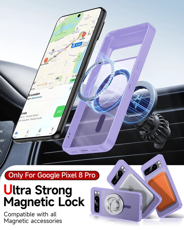 Alt view image 2 of 6 - for Pixel-8-Pro Case: MagSafe with Screen Protector Anti-Fingerprint | Soft TPU Hard PC Smartphone Shell, Luxury Soft-Touch Full Body Protection Para Google Pixel 8 Pro Phone Case, Lavender