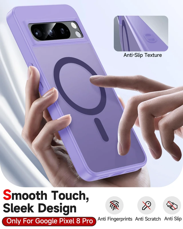 Alt view image 4 of 6 - for Pixel-8-Pro Case: MagSafe with Screen Protector Anti-Fingerprint | Soft TPU Hard PC Smartphone Shell, Luxury Soft-Touch Full Body Protection Para Google Pixel 8 Pro Phone Case, Lavender