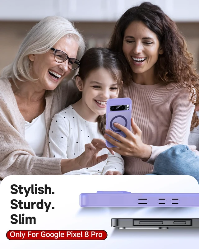 Alt view image 6 of 6 - for Pixel-8-Pro Case: MagSafe with Screen Protector Anti-Fingerprint | Soft TPU Hard PC Smartphone Shell, Luxury Soft-Touch Full Body Protection Para Google Pixel 8 Pro Phone Case, Lavender