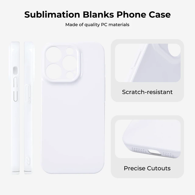 Alt view image 2 of 6 - Sublimation Phone Case Blanks - 6 Pack for iPhone16Pro Max Glossy | Hard PC Sublimation Cases with Precision Cutouts, Scratch-Resistant Coating Custom Phone Case with Full Printable Surface