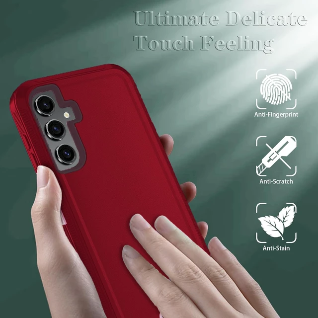 Alt view image 2 of 6 - for Samsung Galaxy A37 5G Phone Case, 3-Layer Cover, RedBlack | Heavy Duty Shockproof & Dropproof Phone Case with 2 Pack HD Screen Protector for Samsung Galaxy A37 5G