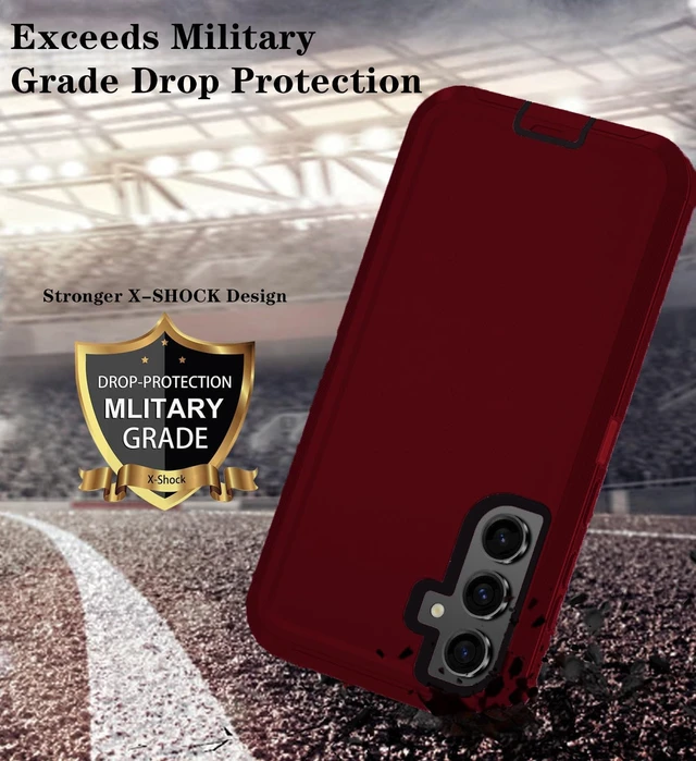 Alt view image 4 of 6 - for Samsung Galaxy A37 5G Phone Case, 3-Layer Cover, RedBlack | Heavy Duty Shockproof & Dropproof Phone Case with 2 Pack HD Screen Protector for Samsung Galaxy A37 5G