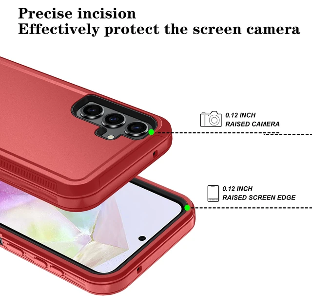 Alt view image 3 of 6 - for Samsung Galaxy A37 5G Phone Case, 3-Layer Cover, RedBlack | Heavy Duty Shockproof & Dropproof Phone Case with 2 Pack HD Screen Protector for Samsung Galaxy A37 5G