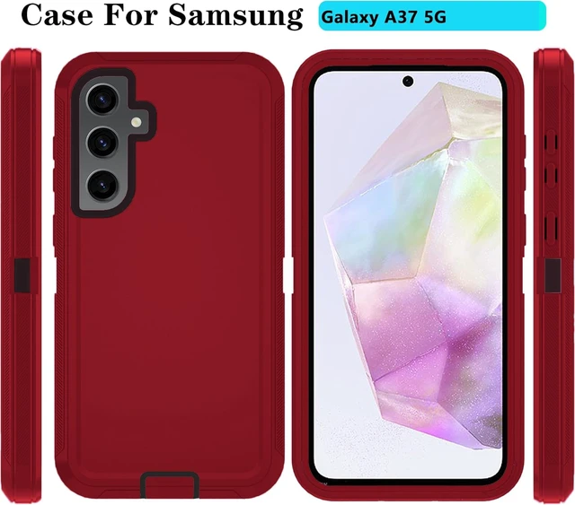 Alt view image 6 of 6 - for Samsung Galaxy A37 5G Phone Case, 3-Layer Cover, RedBlack | Heavy Duty Shockproof & Dropproof Phone Case with 2 Pack HD Screen Protector for Samsung Galaxy A37 5G