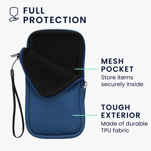 Alt view image 3 of 7 - Universal Phone Pouch Size XXL - 7" - Neoprene Smartphone Pouch with Zip - Water-Repellent Mobile Phone Case - Sleeve in Baltic Blue
