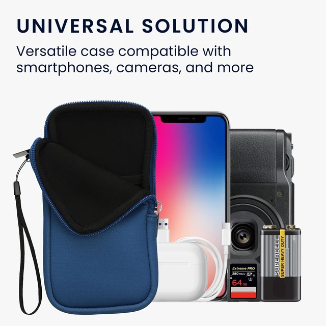 Alt view image 4 of 7 - Universal Phone Pouch Size XXL - 7" - Neoprene Smartphone Pouch with Zip - Water-Repellent Mobile Phone Case - Sleeve in Baltic Blue