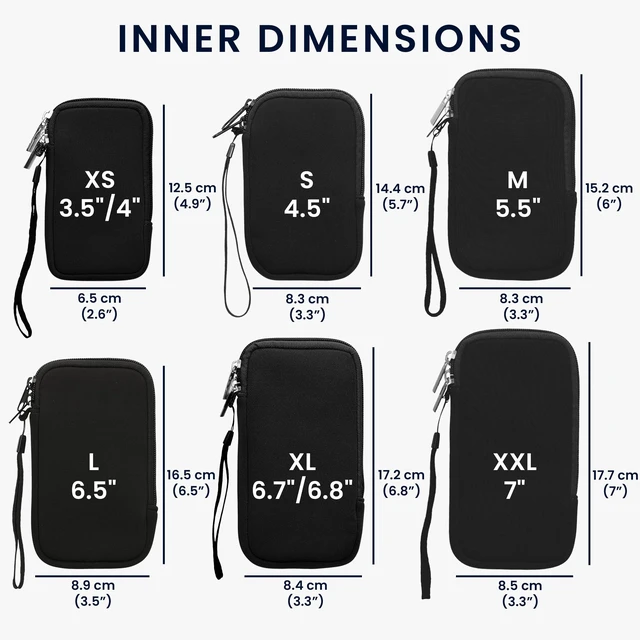 Alt view image 6 of 7 - Universal Phone Pouch Size XXL - 7" - Neoprene Smartphone Pouch with Zip - Water-Repellent Mobile Phone Case - Sleeve in Baltic Blue