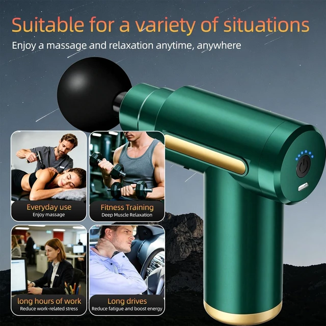 Alt view image 2 of 7 - Massage Gun, Electric Massager, Suitable for Whole Body to Relieve Fatigue, Replaceable Massage Head Impact Massager, The Best Choice for Gift Giving (Green-720)