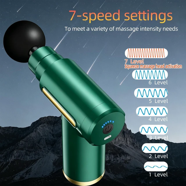 Alt view image 3 of 7 - Massage Gun, Electric Massager, Suitable for Whole Body to Relieve Fatigue, Replaceable Massage Head Impact Massager, The Best Choice for Gift Giving (Green-720)